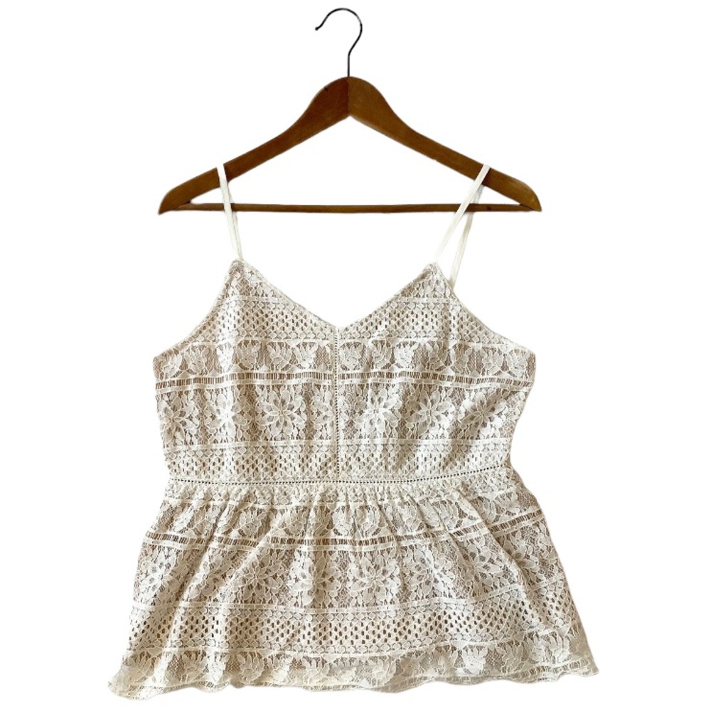 Maurice’s Lace Cream Peplum Spaghetti Strap Top